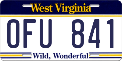 WV license plate OFU841