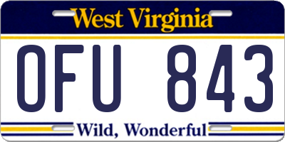 WV license plate OFU843