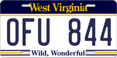 WV license plate OFU844