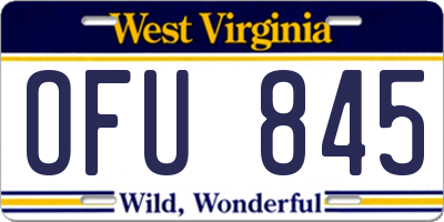 WV license plate OFU845
