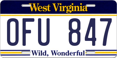 WV license plate OFU847