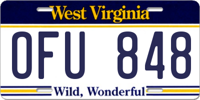 WV license plate OFU848