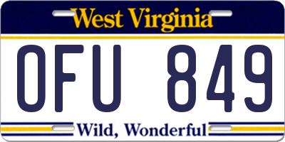 WV license plate OFU849