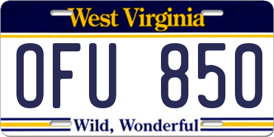 WV license plate OFU850