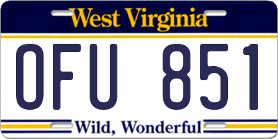 WV license plate OFU851