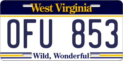 WV license plate OFU853