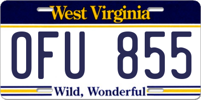 WV license plate OFU855