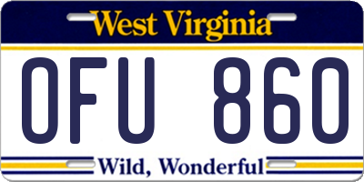 WV license plate OFU860