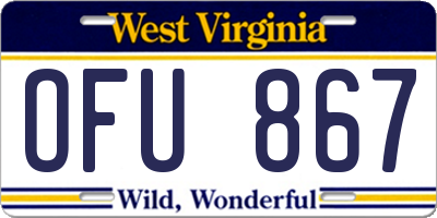 WV license plate OFU867