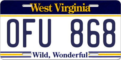 WV license plate OFU868