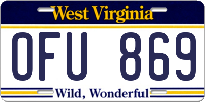 WV license plate OFU869