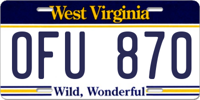 WV license plate OFU870