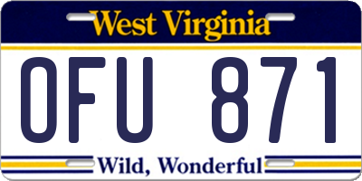 WV license plate OFU871