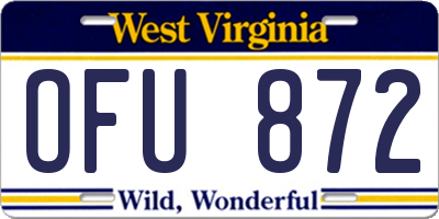 WV license plate OFU872