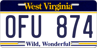 WV license plate OFU874