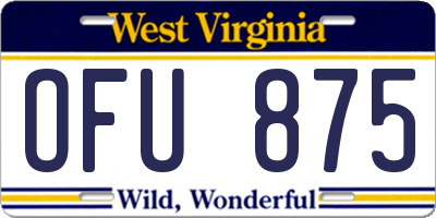 WV license plate OFU875