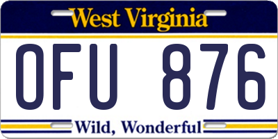 WV license plate OFU876