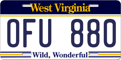 WV license plate OFU880