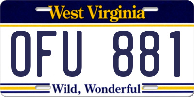 WV license plate OFU881