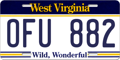 WV license plate OFU882