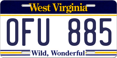 WV license plate OFU885