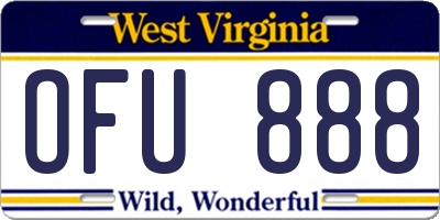 WV license plate OFU888