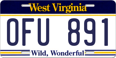 WV license plate OFU891