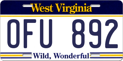 WV license plate OFU892
