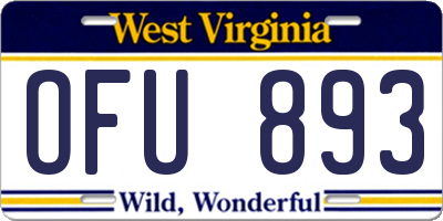 WV license plate OFU893