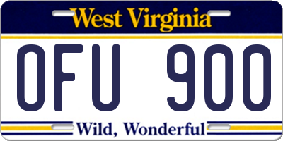 WV license plate OFU900