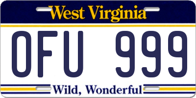 WV license plate OFU999