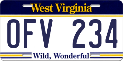 WV license plate OFV234