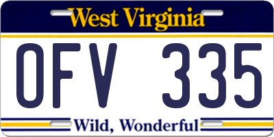 WV license plate OFV335