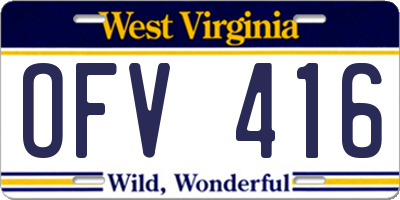 WV license plate OFV416