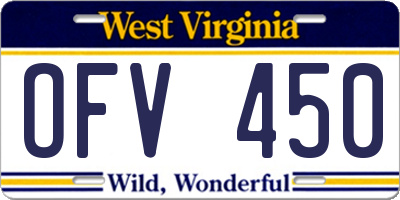 WV license plate OFV450
