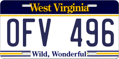 WV license plate OFV496