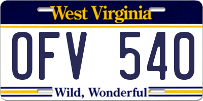 WV license plate OFV540