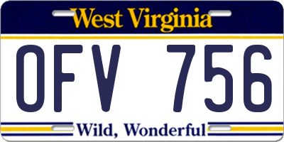 WV license plate OFV756