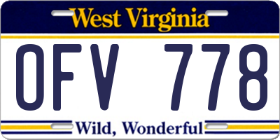 WV license plate OFV778