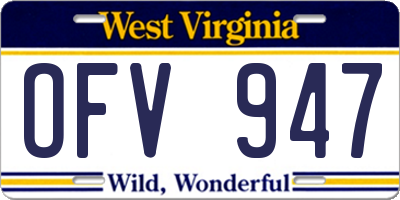 WV license plate OFV947