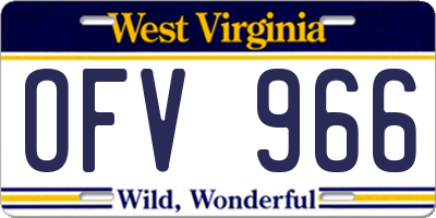 WV license plate OFV966