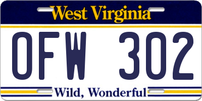 WV license plate OFW302