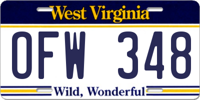 WV license plate OFW348