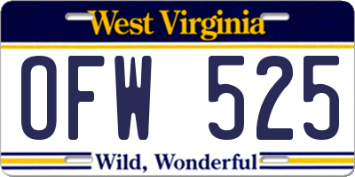 WV license plate OFW525