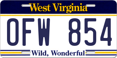 WV license plate OFW854