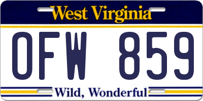 WV license plate OFW859