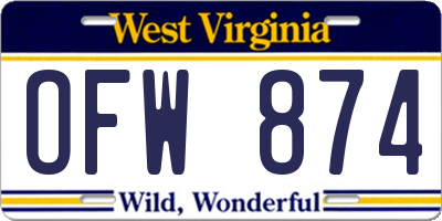 WV license plate OFW874