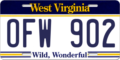 WV license plate OFW902