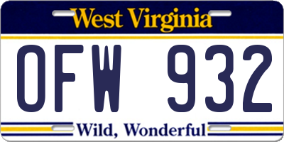 WV license plate OFW932