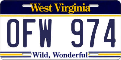 WV license plate OFW974